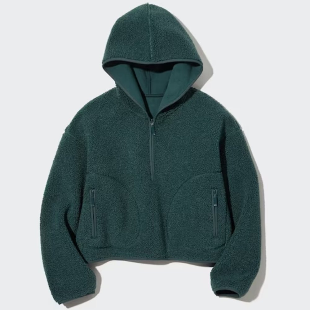 Uniqlo Windproof Outer Fleece Half-Zip Pullover Shirt Dark Green NWT